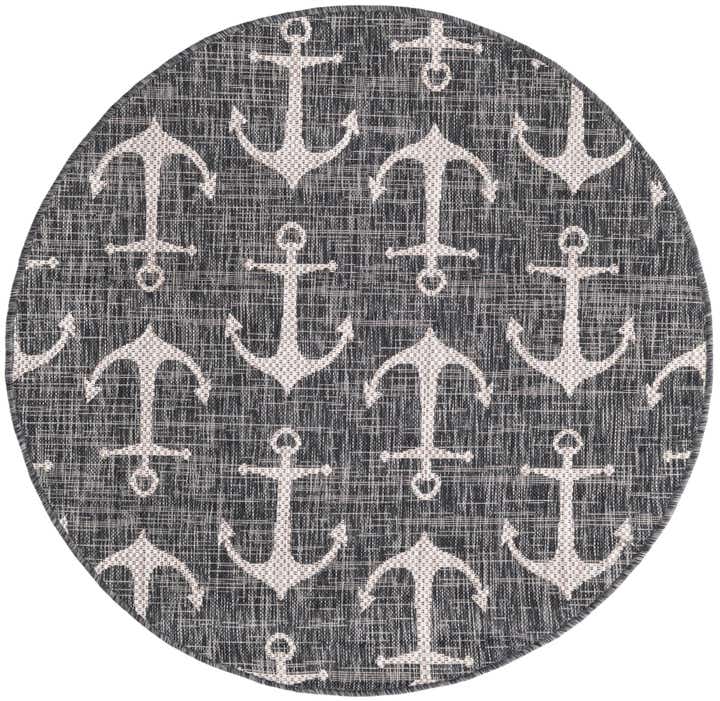 4' x 4' Easy-Clean Coastal Indoor / Outdoor Round Rug