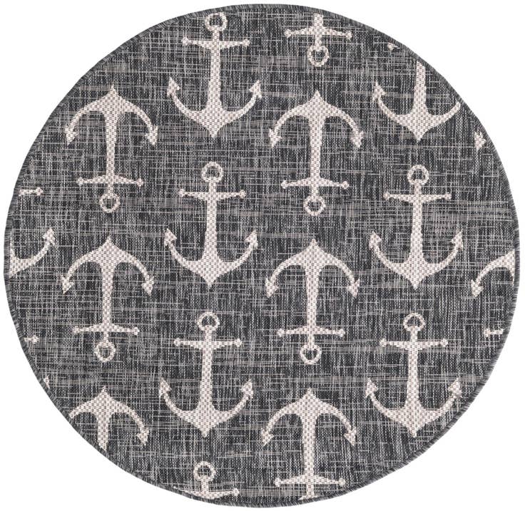 Detail image of 4' x 4' Easy-Clean Coastal Indoor / Outdoor Round Rug