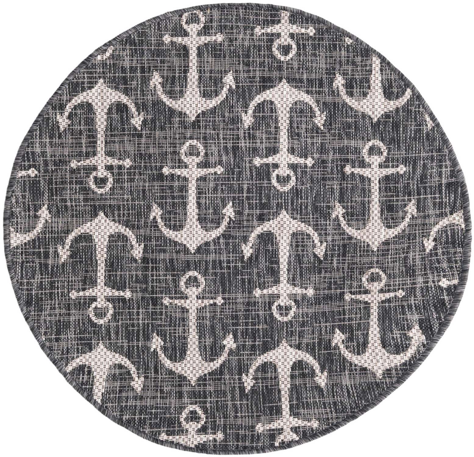 3' x 3' Easy-Clean Coastal Indoor / Outdoor Round Rug