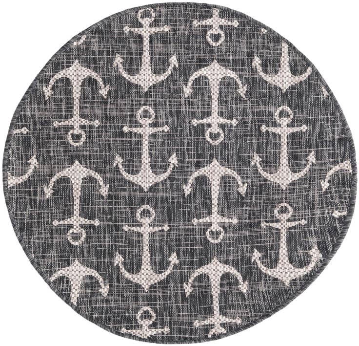 Detail image of 3' x 3' Easy-Clean Coastal Indoor / Outdoor Round Rug