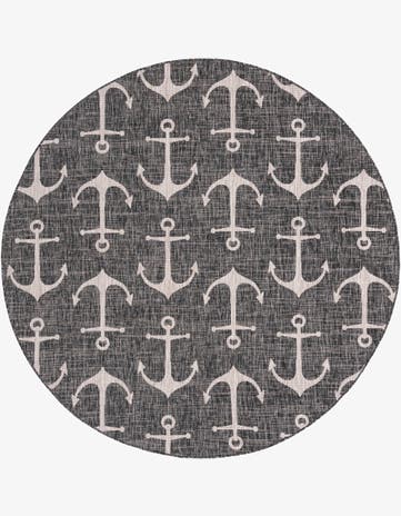 7' 10 x 7' 10 Easy-Clean Coastal Indoor / Outdoor Round Rug