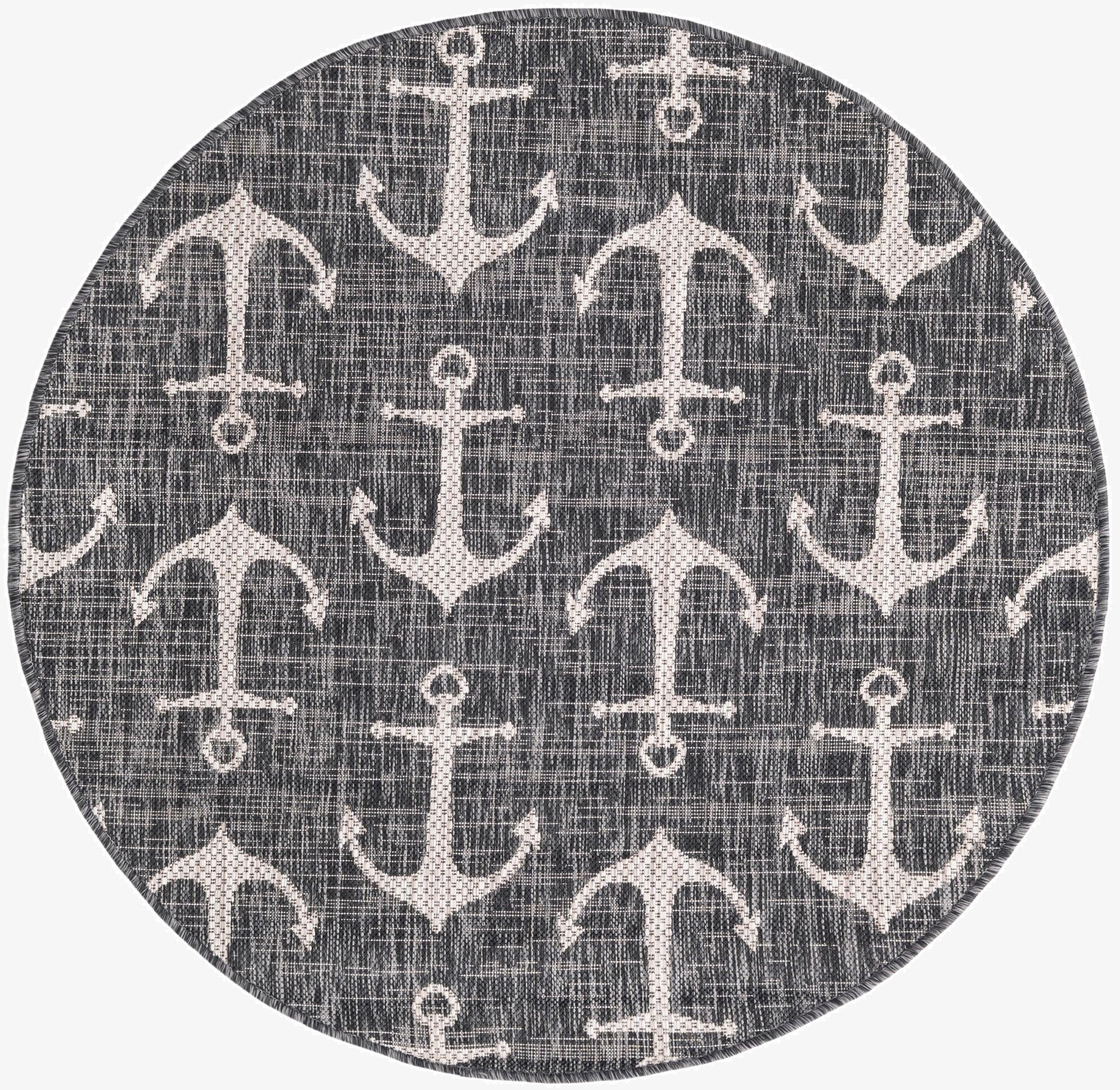 4' x 4'  Washable Coastal Indoor / Outdoor Round Rug