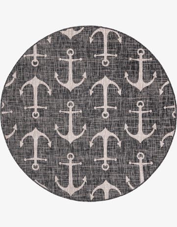 5' 3 x 5' 3 Easy-Clean Coastal Indoor / Outdoor Round Rug