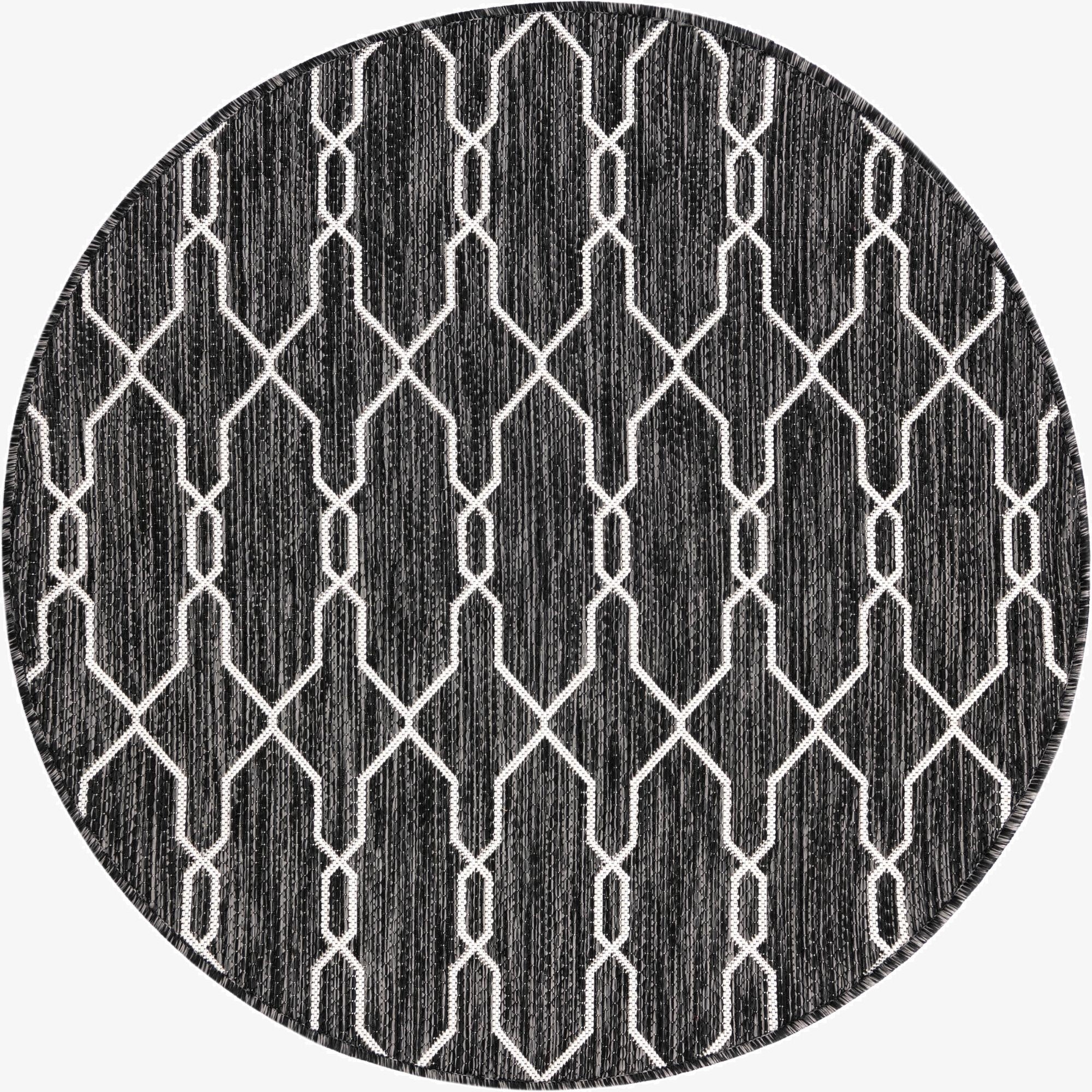 4' x 4' Washable Lattice Indoor / Outdoor Round Rug