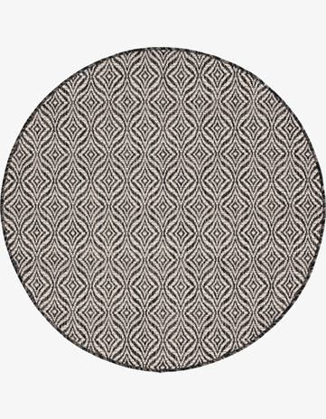 Charcoal Easy-Clean Lattice Indoor / Outdoor Round Rug