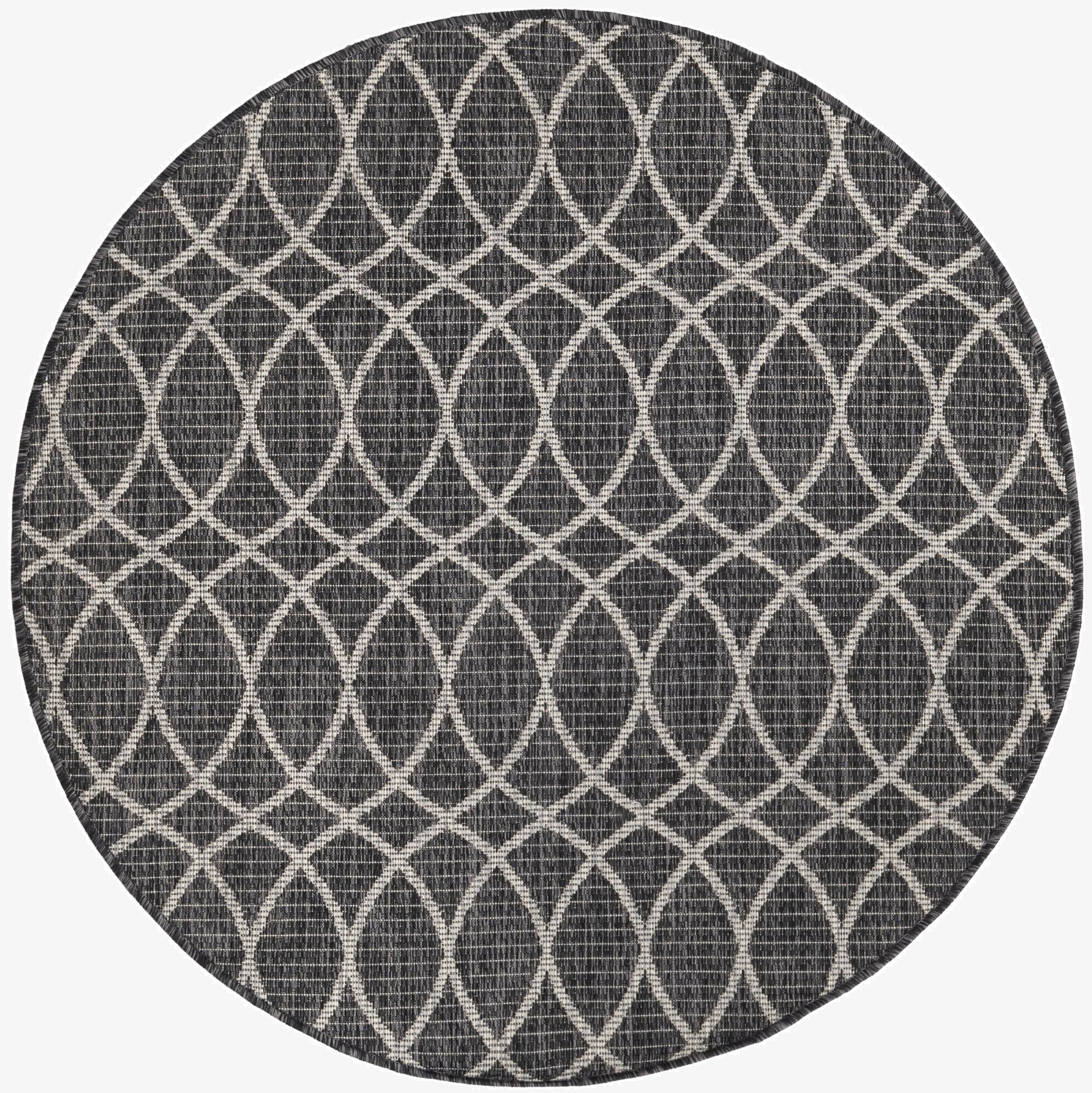 4' x 4' Washable Lattice Indoor / Outdoor Round Rug