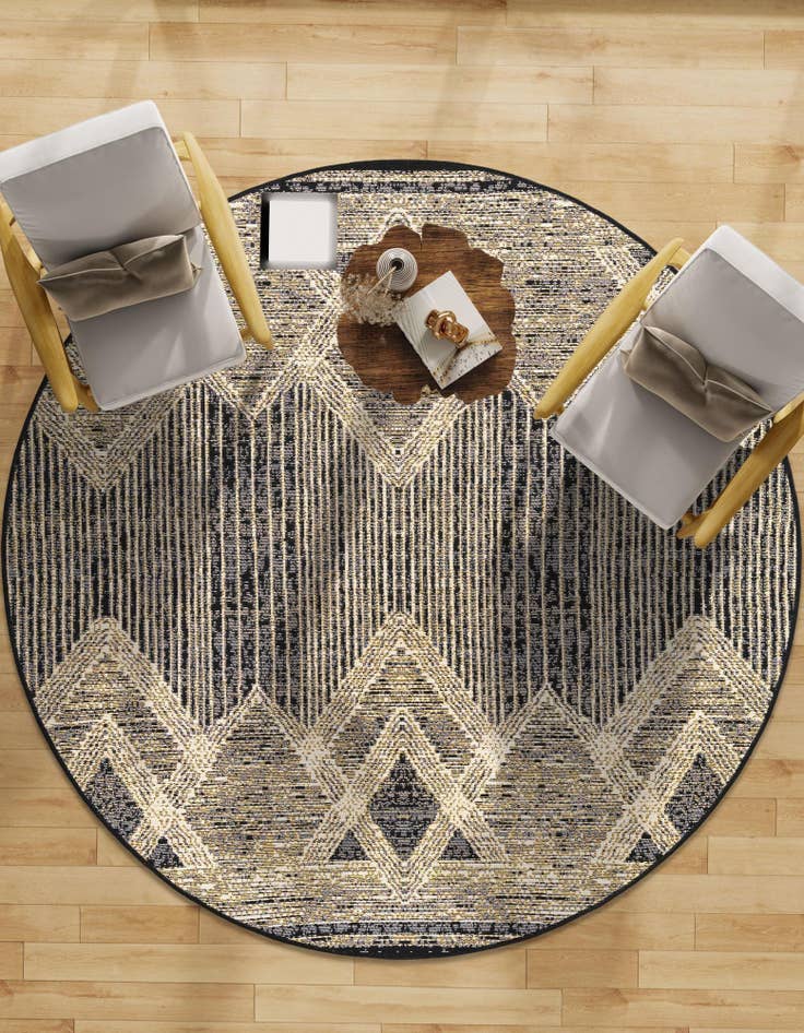 Detail image of 3' x 3'  Washable Modern Indoor / Outdoor Round Rug