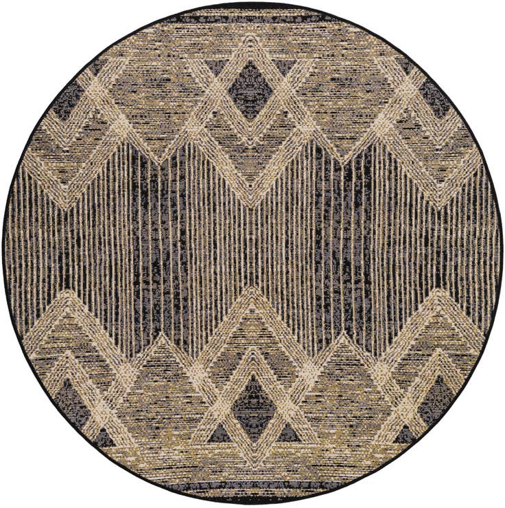 Detail image of 5' x 5' Easy-Clean Modern Indoor / Outdoor Round Rug
