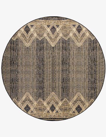 Charcoal Easy-Clean Modern Indoor / Outdoor Round Rug