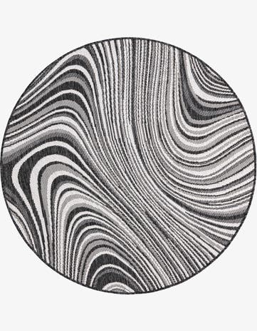 Charcoal Easy-Clean Modern Indoor / Outdoor Round Rug