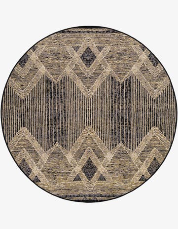 Charcoal Easy-Clean Modern Indoor / Outdoor Round Rug