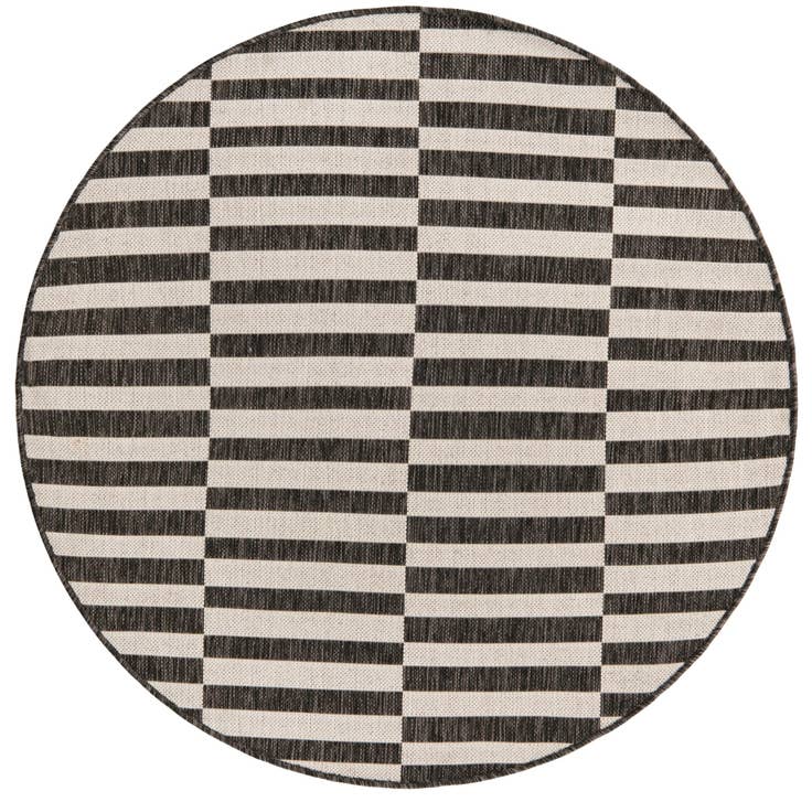 Detail image of 4' x 4' Easy-Clean Striped Indoor / Outdoor Round Rug