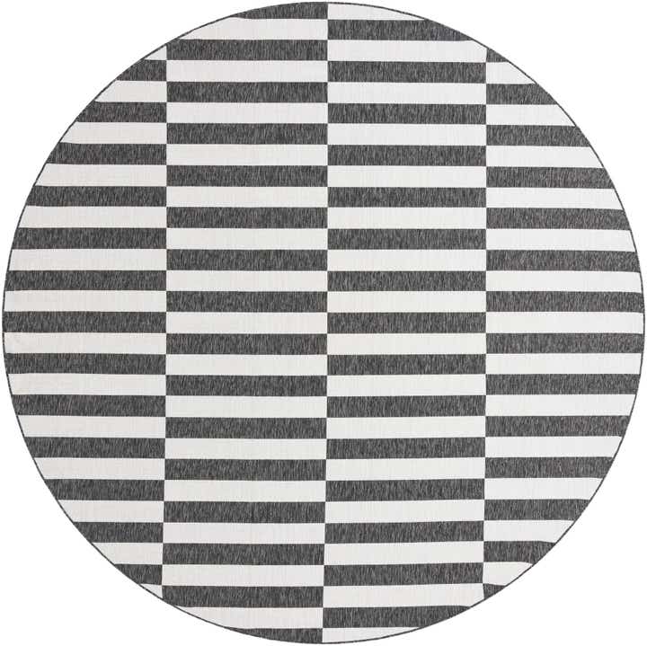 10' 8 x 10' 8 Easy-Clean Striped Indoor / Outdoor Round Rug