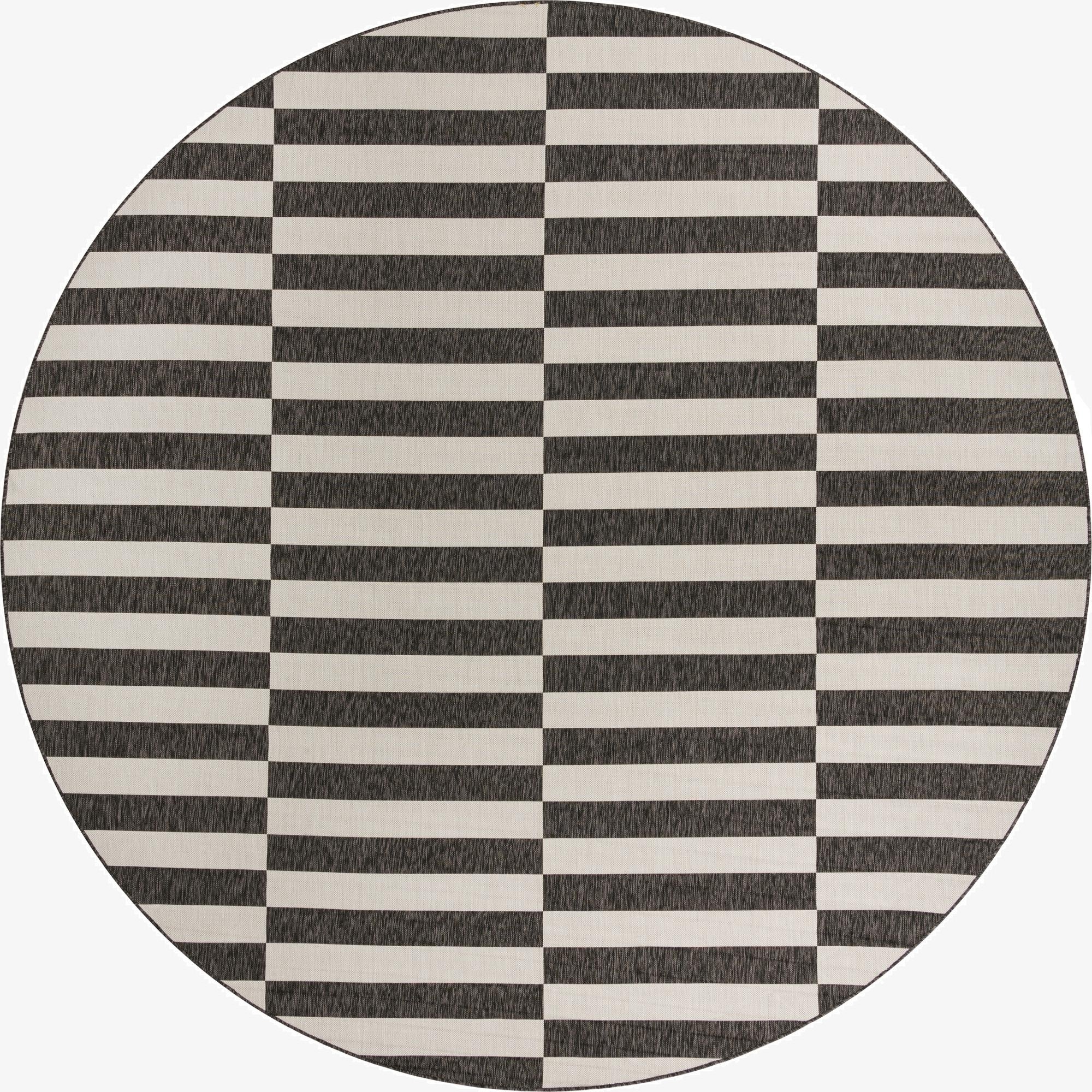 13' x 13'  Washable Striped Indoor / Outdoor Round Rug