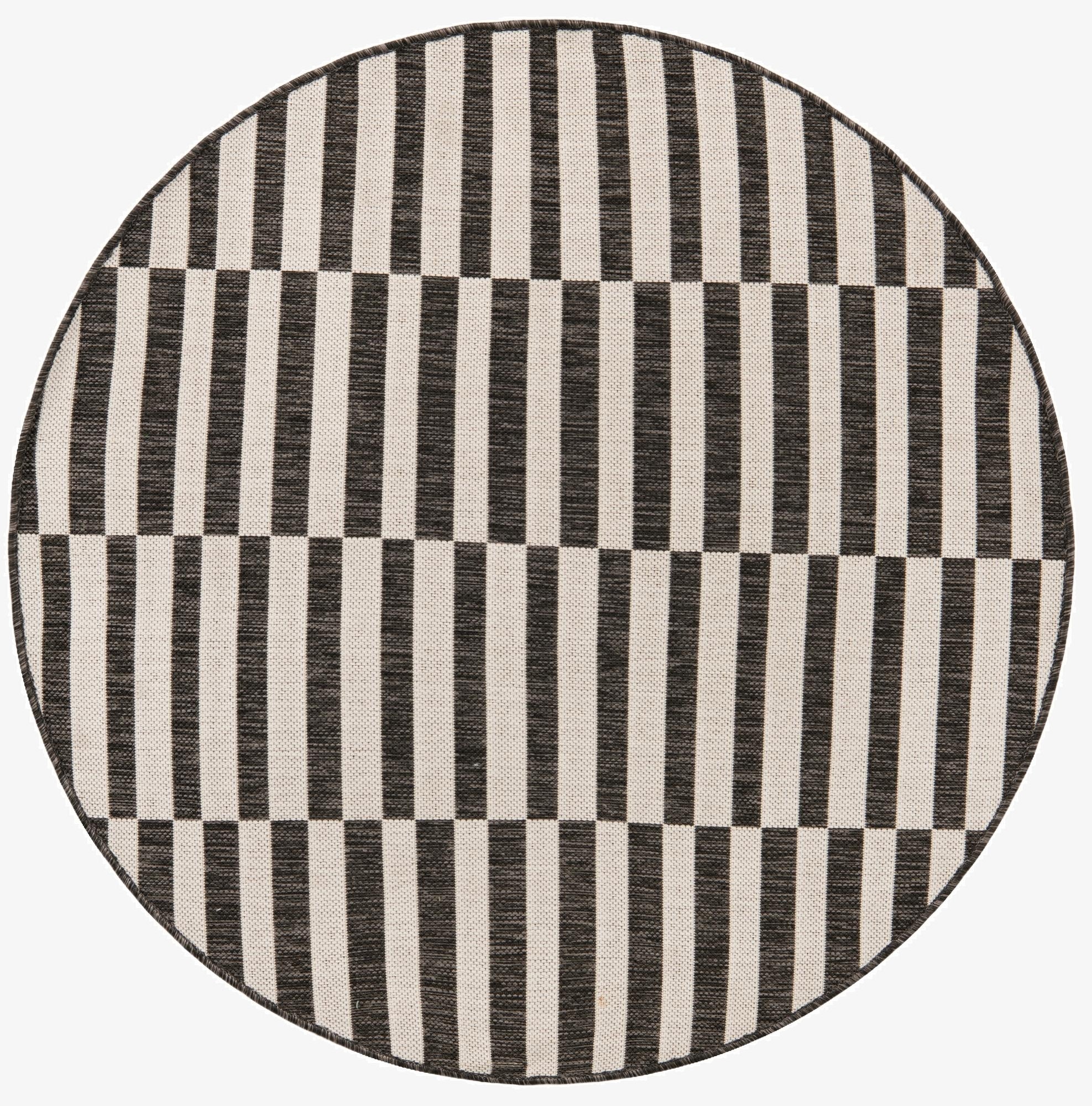 4' x 4'  Washable Striped Indoor / Outdoor Round Rug