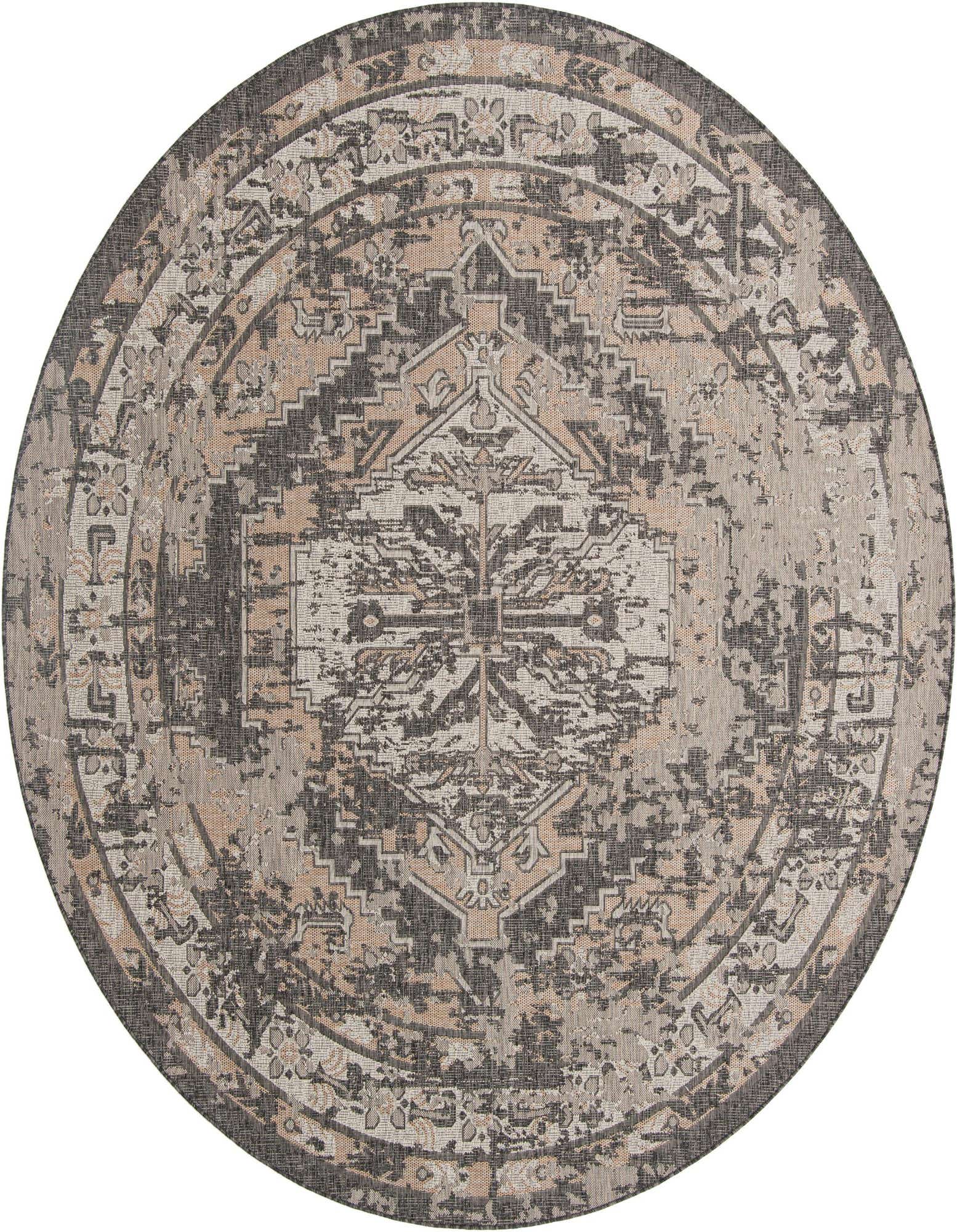 10' x 10' Easy-Clean Traditional Indoor / Outdoor Round Rug