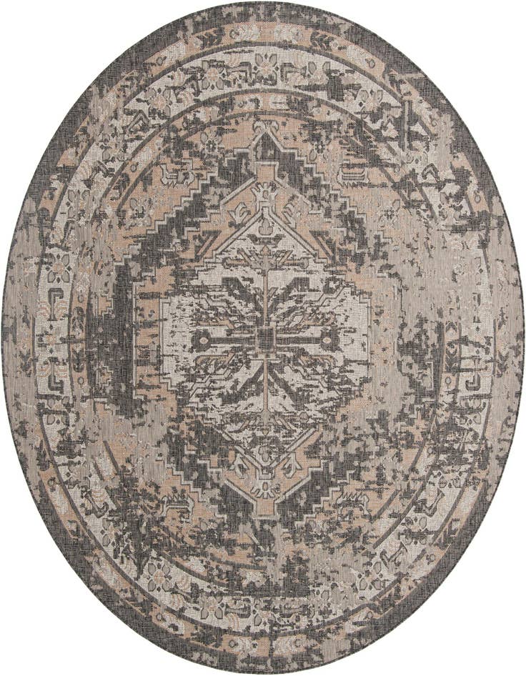 Detail image of 10' x 10' Easy-Clean Traditional Indoor / Outdoor Round Rug