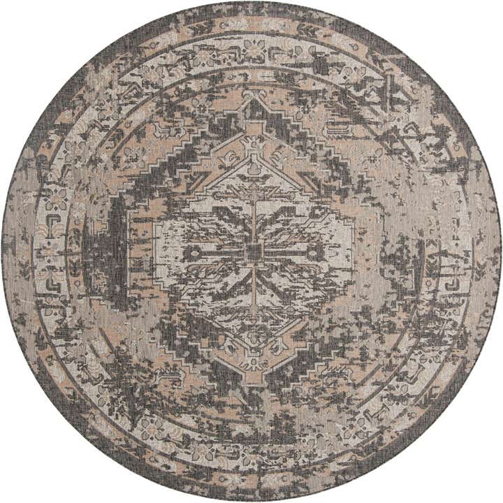 10' x 10' Easy-Clean Traditional Indoor / Outdoor Round Rug