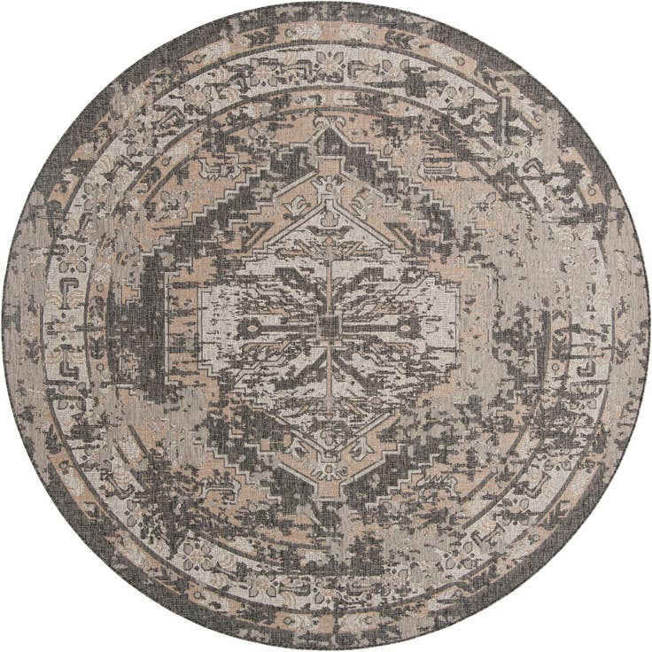 Detail image of 10' x 10' Easy-Clean Traditional Indoor / Outdoor Round Rug