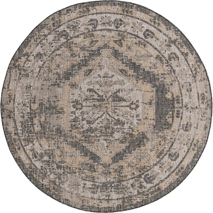 Detail image of 7' 10 x 7' 10 Easy-Clean Traditional Indoor / Outdoor Round Rug