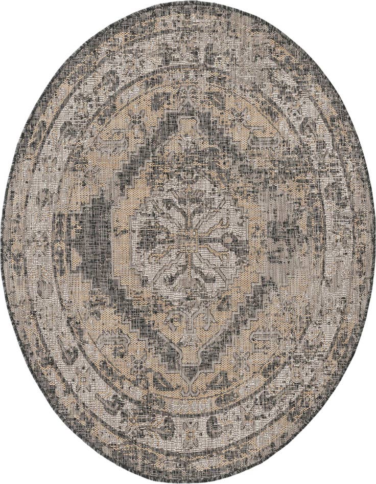 Detail image of 5' 3 x 5' 3 Easy-Clean Traditional Indoor / Outdoor Round Rug