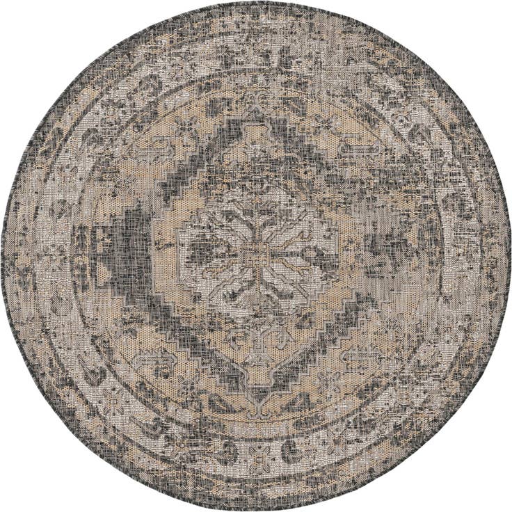 Detail image of 5' 3 x 5' 3 Easy-Clean Traditional Indoor / Outdoor Round Rug