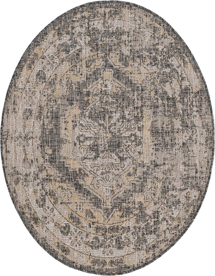Detail image of 4' x 4' Easy-Clean Traditional Indoor / Outdoor Round Rug