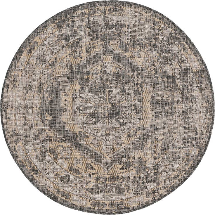 Detail image of 4' x 4' Easy-Clean Traditional Indoor / Outdoor Round Rug