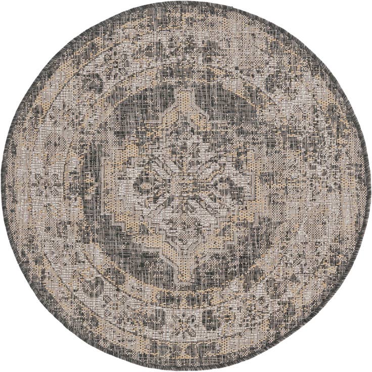 Detail image of 3' x 3' Easy-Clean Traditional Indoor / Outdoor Round Rug