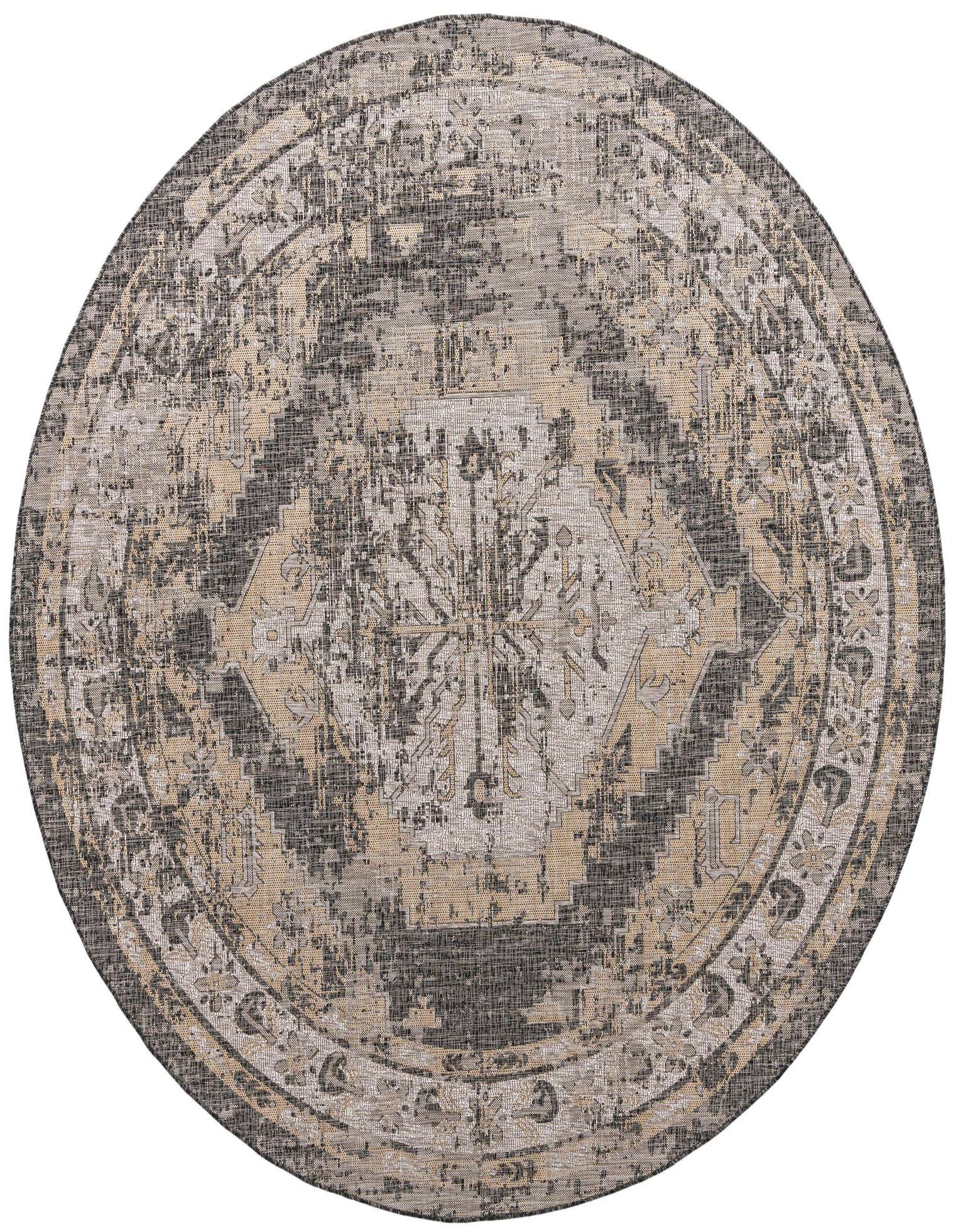 13' x 13' Easy-Clean Traditional Indoor / Outdoor Round Rug