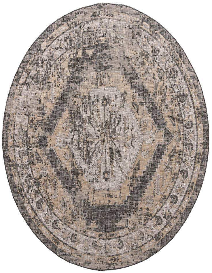 Detail image of 13' x 13' Easy-Clean Traditional Indoor / Outdoor Round Rug