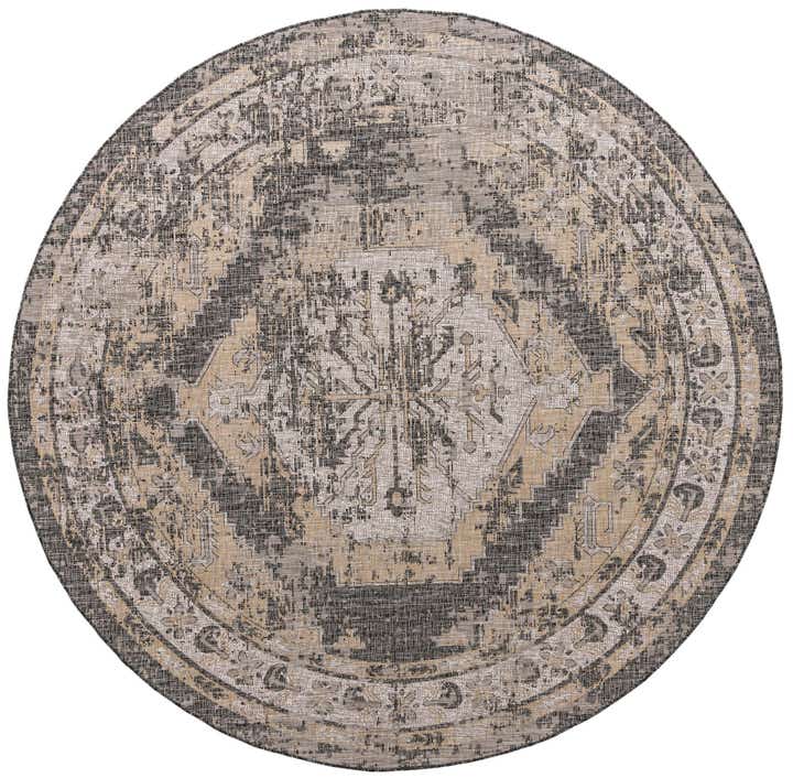 13' x 13' Easy-Clean Traditional Indoor / Outdoor Round Rug
