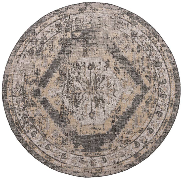 Detail image of 13' x 13' Easy-Clean Traditional Indoor / Outdoor Round Rug