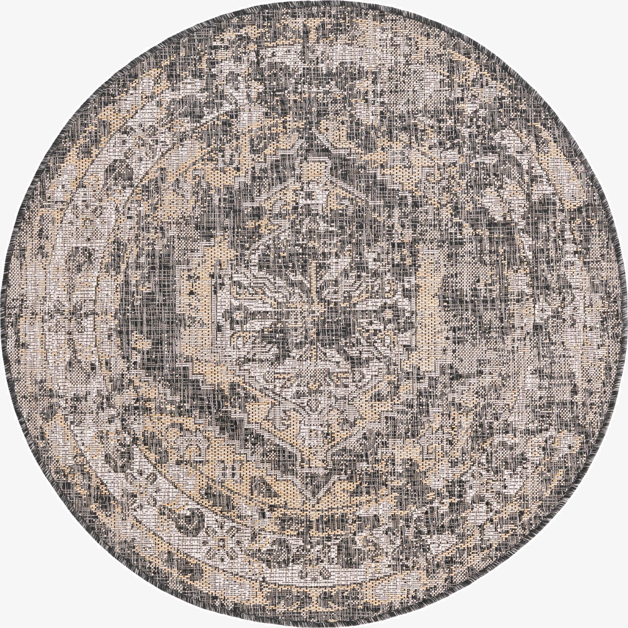 4' x 4'  Washable Traditional Indoor / Outdoor Round Rug