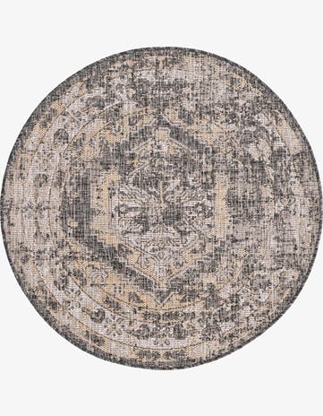 4' x 4' Easy-Clean Traditional Indoor / Outdoor Round Rug