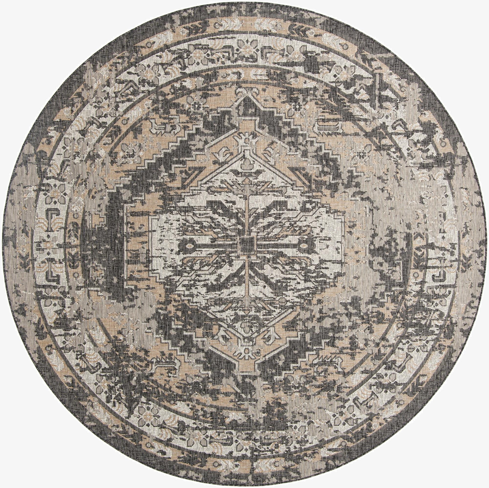 10' x 10'  Washable Traditional Indoor / Outdoor Round Rug