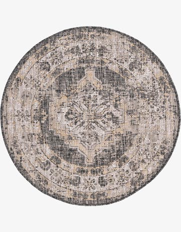 3' x 3' Easy-Clean Traditional Indoor / Outdoor Round Rug