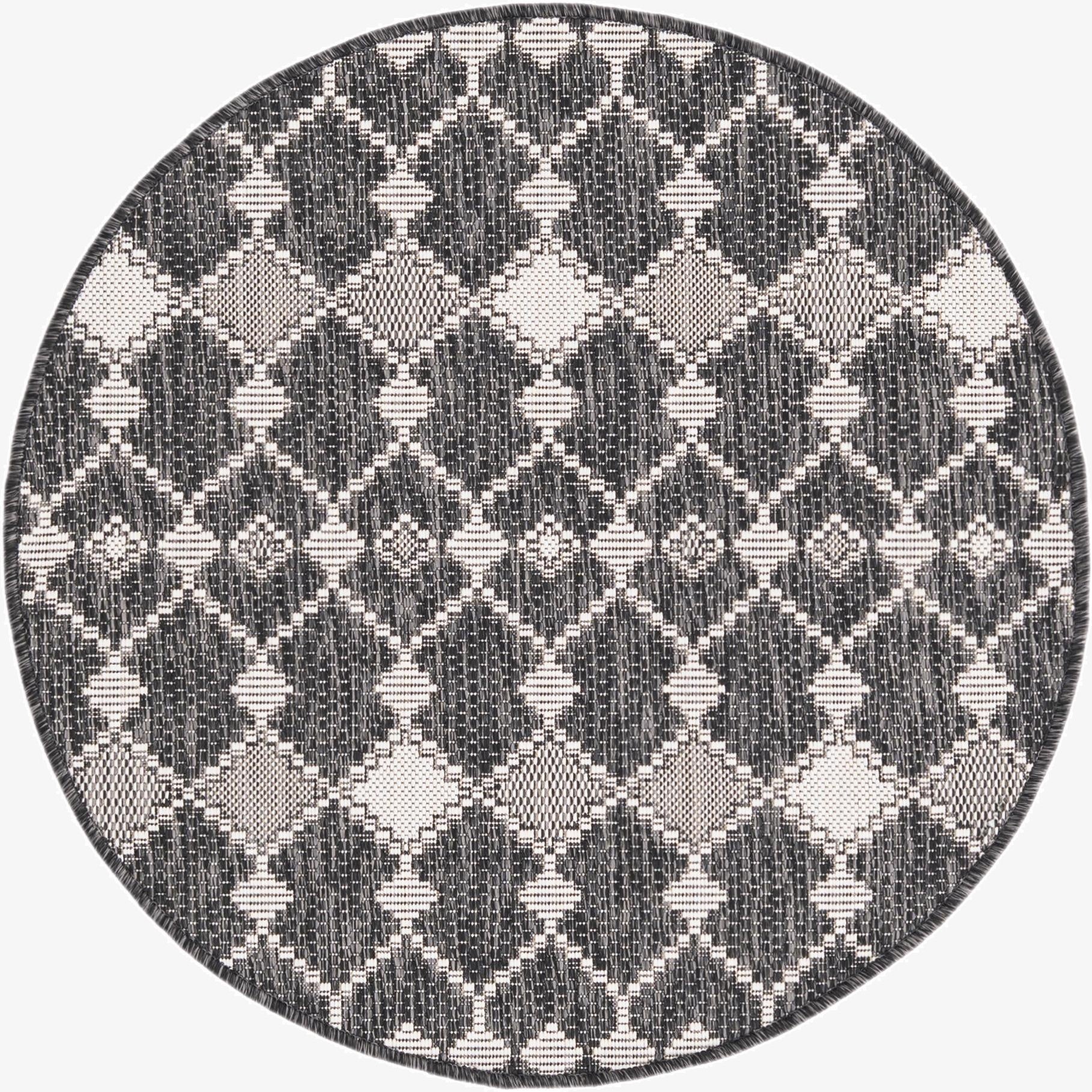 3' x 3'  Washable Trellis Indoor / Outdoor Round Rug
