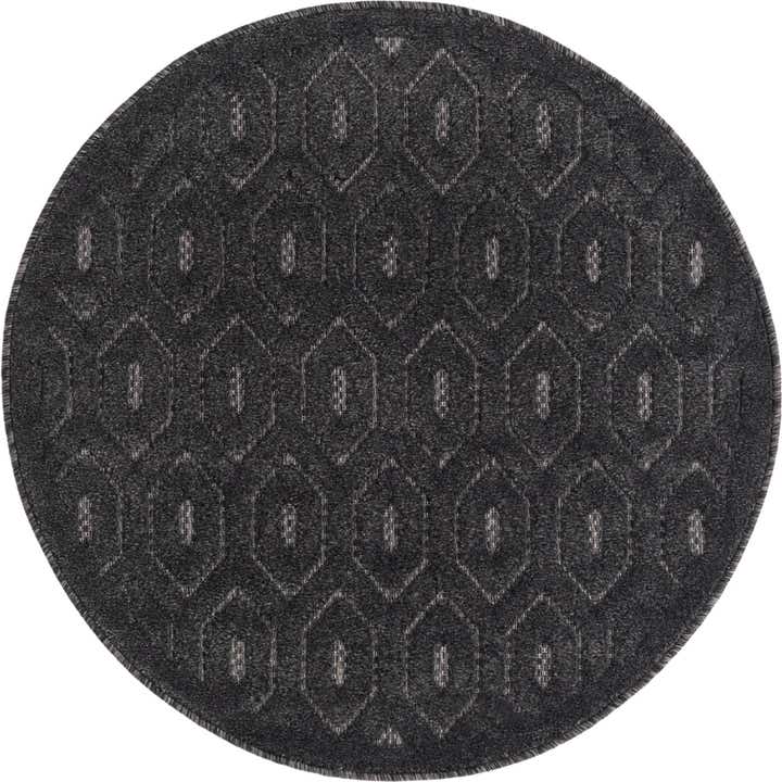3' x 3' Easy-Clean Trellis Textured Indoor / Outdoor Round Rug
