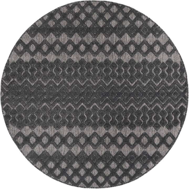 5' 3 x 5' 3 Easy-Clean Trellis Textured Indoor / Outdoor Round Rug