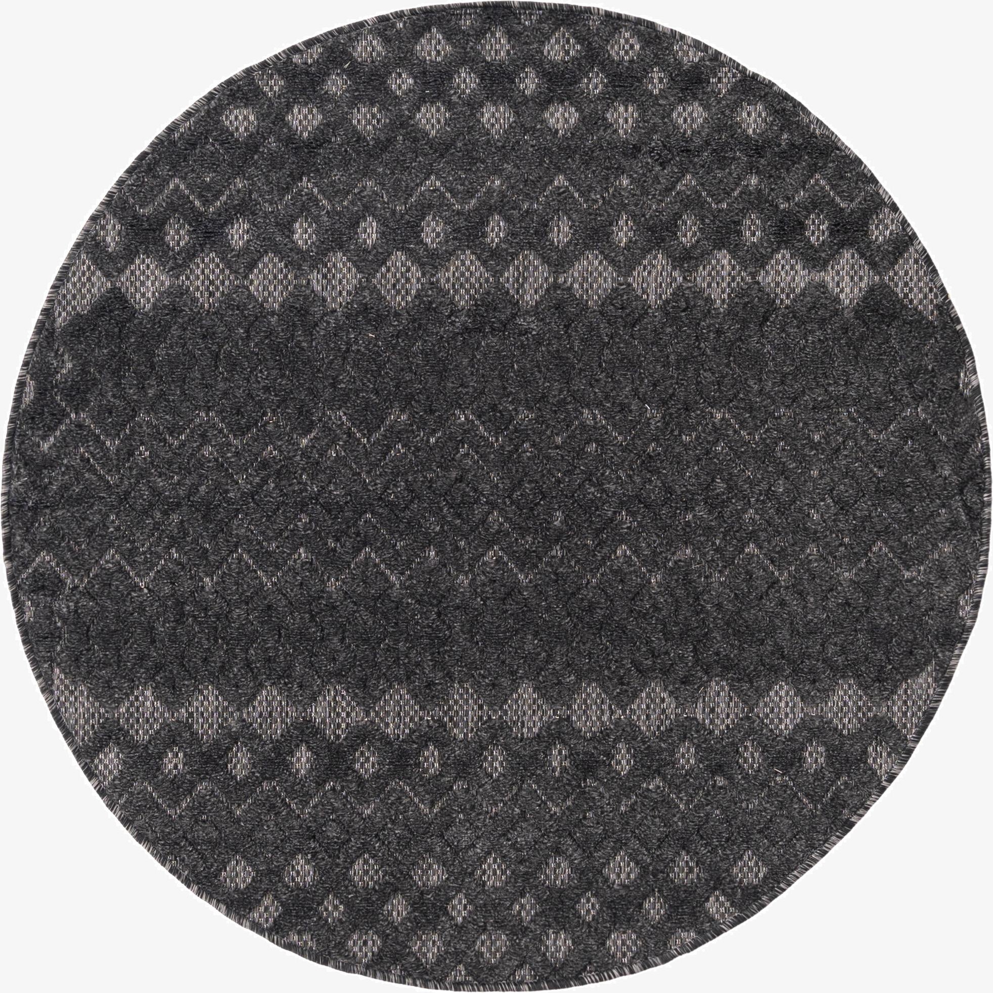 4' x 4'  Washable Trellis Textured Indoor / Outdoor Round Rug