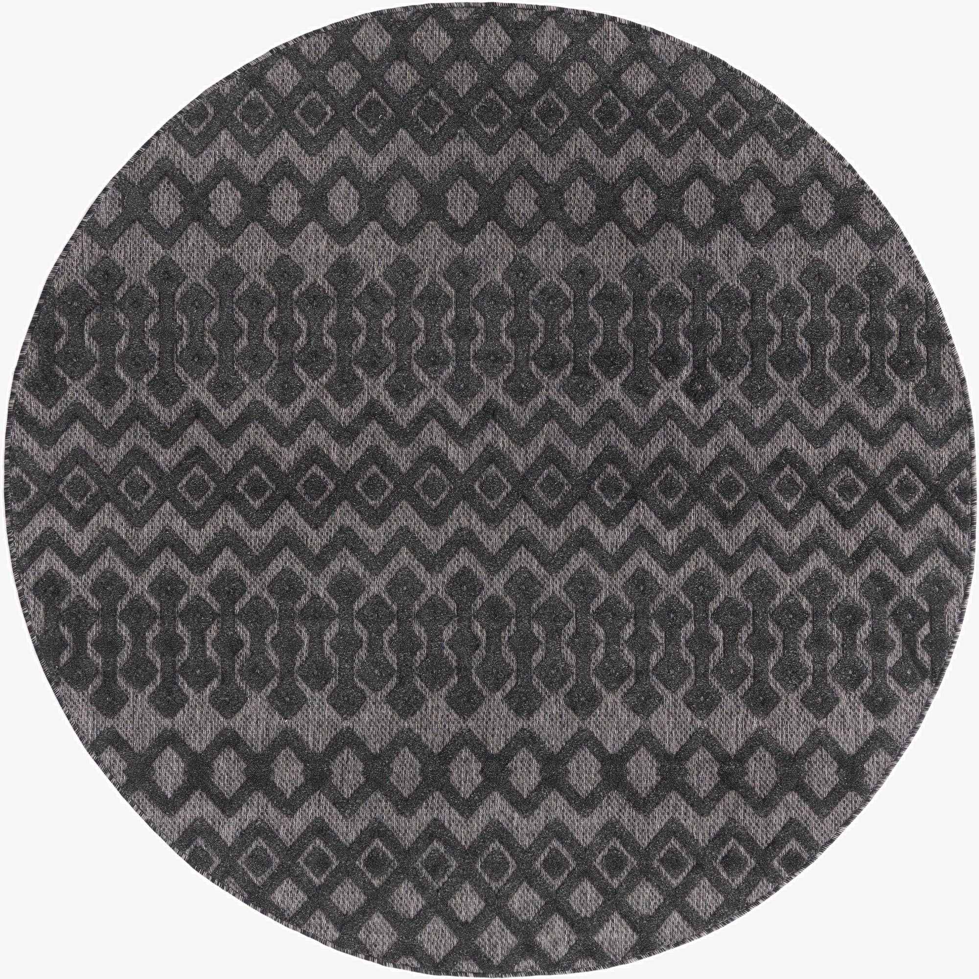 Primary image 7' x 7'  Washable Trellis Textured Indoor / Outdoor Round Rug