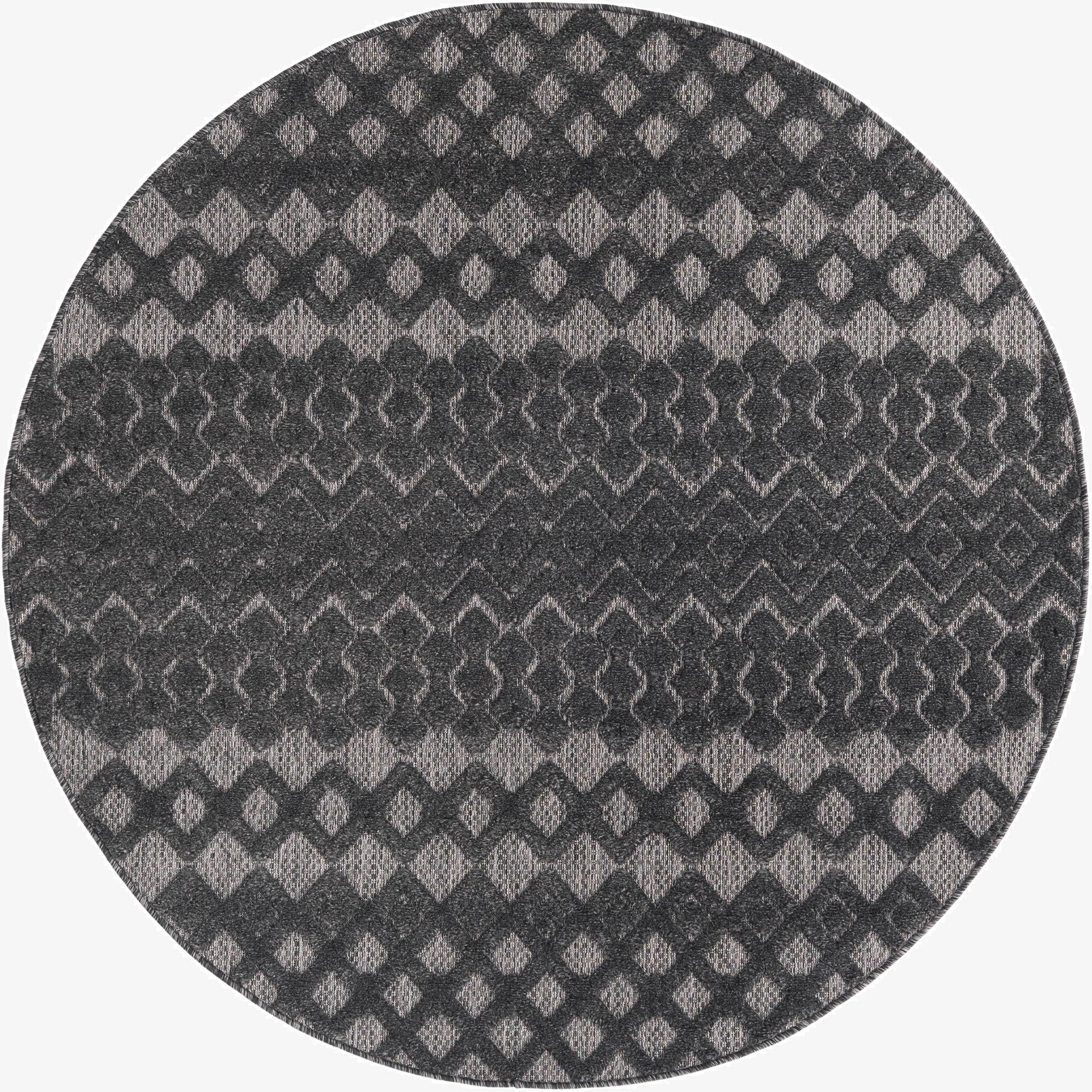 5' 3 x 5' 3  Washable Trellis Textured Indoor / Outdoor Round Rug