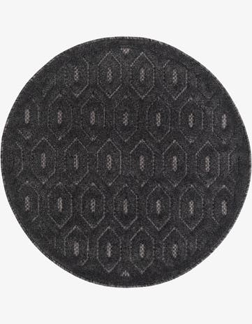 3' x 3' Easy-Clean Trellis Textured Indoor / Outdoor Round Rug