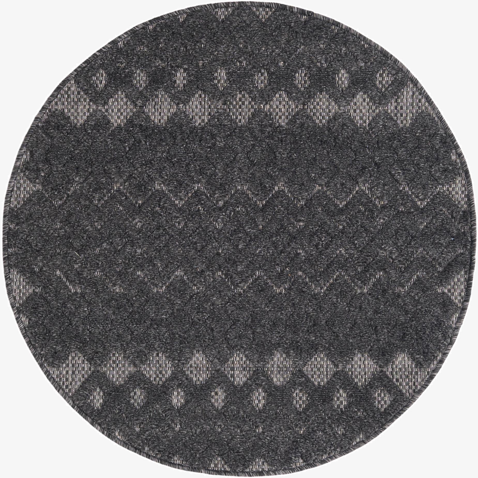 Primary image 3' x 3'  Washable Trellis Textured Indoor / Outdoor Round Rug