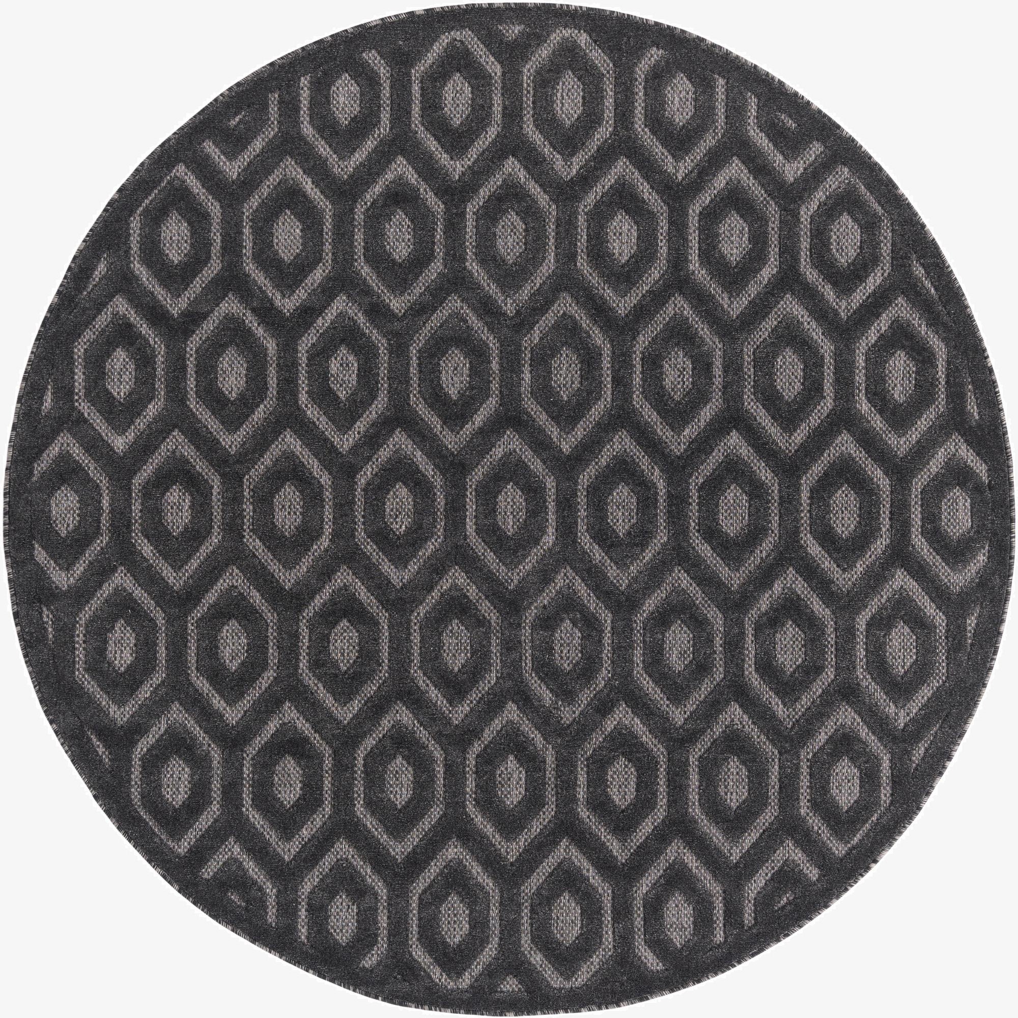 7' x 7'  Washable Trellis Textured Indoor / Outdoor Round Rug