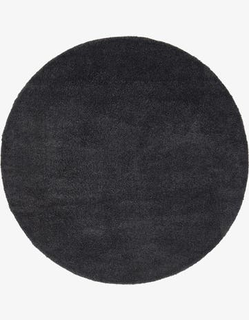 Charcoal Solid Frieze Round Rug
