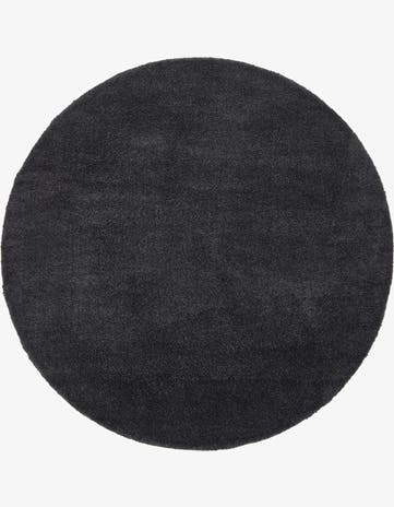 Charcoal Solid Frieze Round Rug