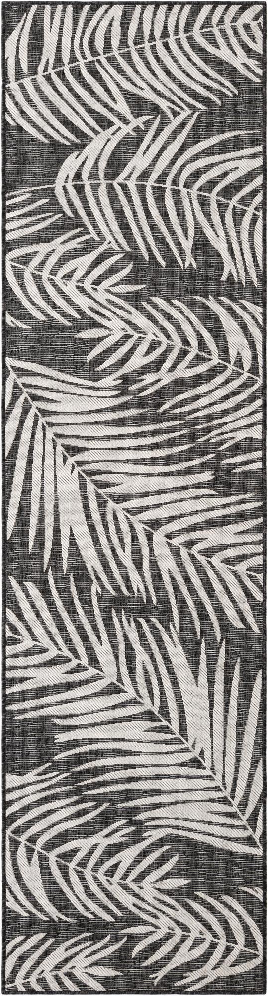 Primary image 2' 7 x 10'  Washable Botanical Indoor / Outdoor Runner Rug