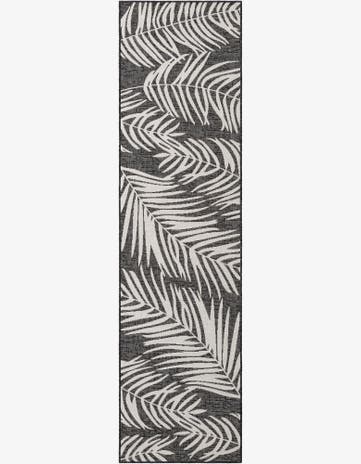 Charcoal Easy-Clean Botanical Indoor / Outdoor Runner Rug